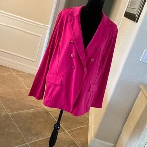 Susan Graver hot pink blazer with decorative pin, size XLP